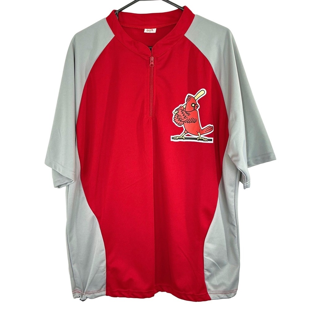 St Louis Cardinals Mens XL MLB Red Quarter Zip Warm Up Shirt Baseball Jersey Top
